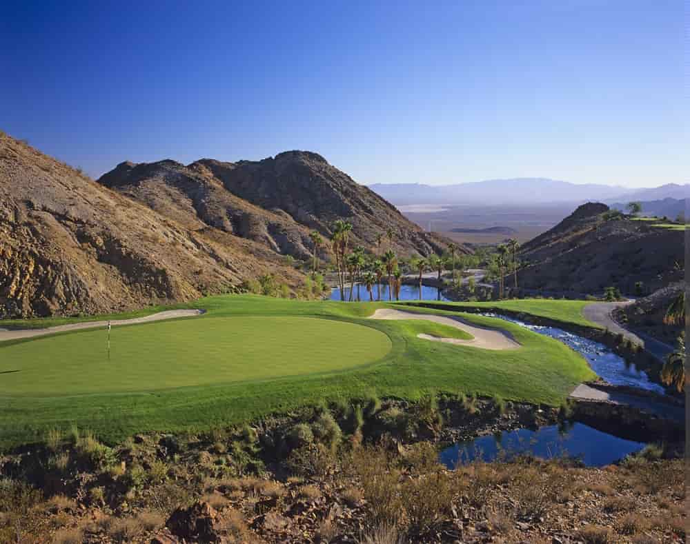 Cascata Golf Course river and mountain backdrop near Las Vegas Nevada
