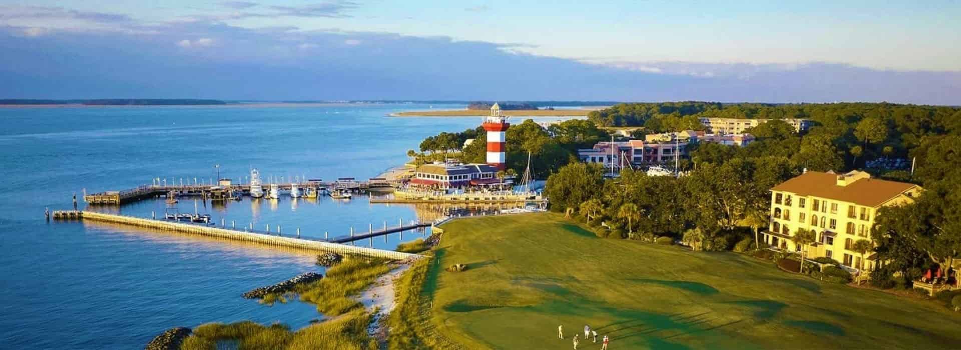 Harbour Town Lighthouse and 18th green at Harbour Town Golf Links, Hilton Head Island