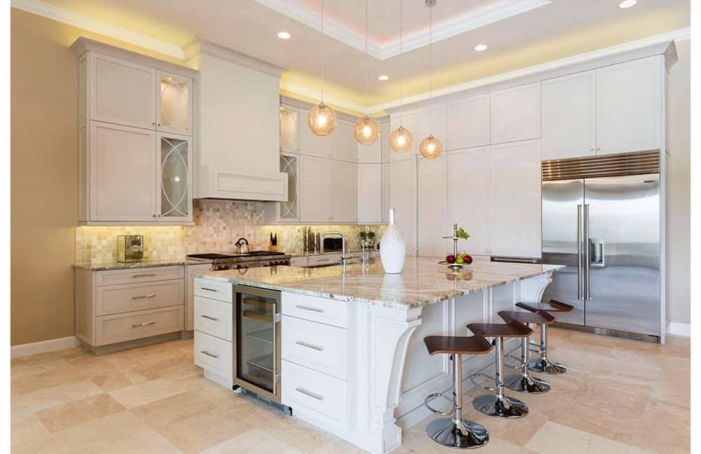 Example villa kitchen and breakfast seating