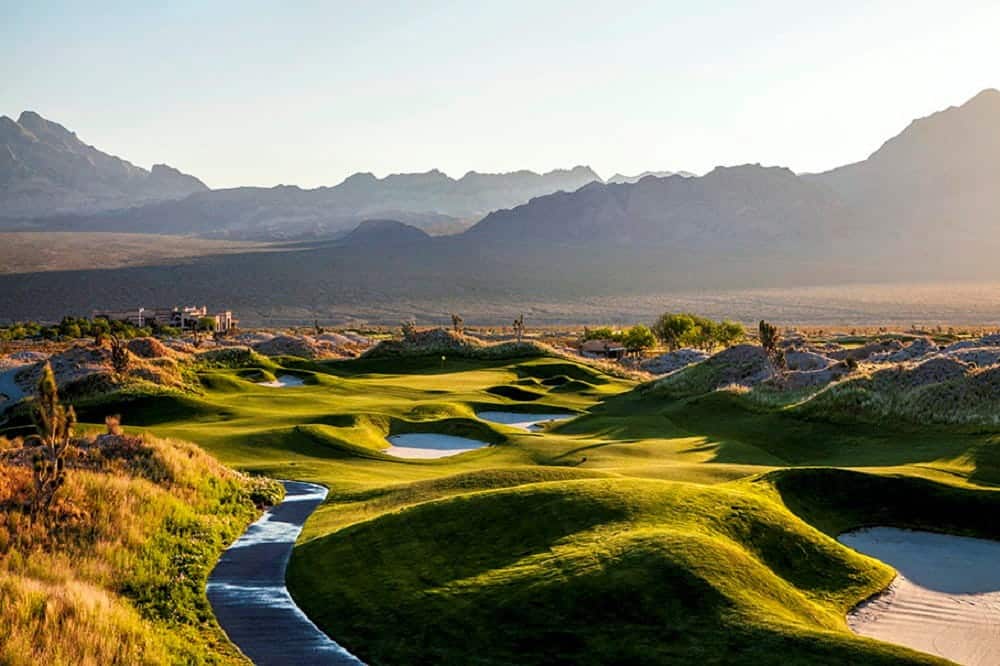 Las Vegas Paiute Golf Resort Wolf Course desert landscape and mountain backdrop Nevada