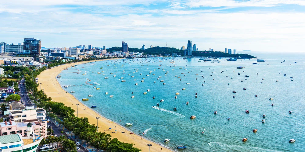 Pattaya bay and seafront in Thailand