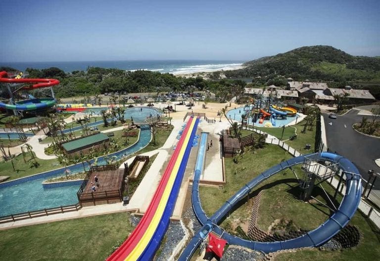 Waterslides and pools